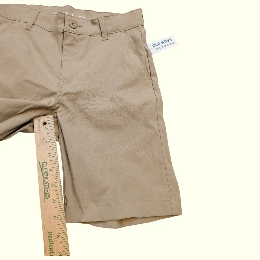 Old Navy Boys Khaki Quick Dry Performance Chino Shorts Size 10 NWT 884307-01-1